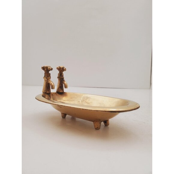 Vintage 1950s / BRASS SOAP DISH / Solid Brass Soap Holder Soap Dispenser… - Picture 6 of 10